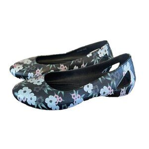 Crocs Kadee Floral Slip On Casual Ballet mary jane Flats summer shoes 7 NEW